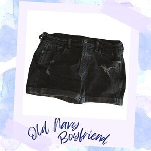 Old Navy Mid-Rise Boyfriend Black Jean Denim Shorts